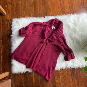 Y2K Burgundy Open Cardigan Half Sleeves with Button detail size XL
